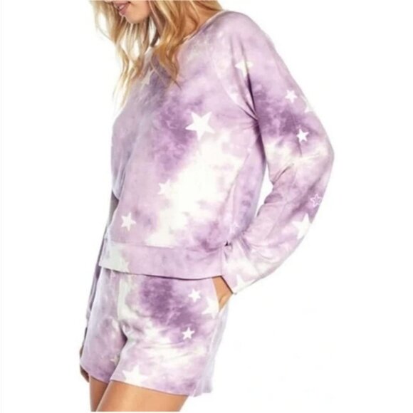 Wildfox $160 Lounge Set Womens Large Tie Dye Stars Sweatshirt & Short NWT - Picture 5 of 7